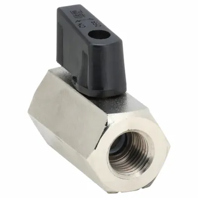 OEM Mini Brass Ball Valve, 1/4 in, Nickel-Plated Brass, FNPT x FNPT, Wedge Handle - Mini Brass Ball Valves