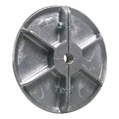 Steel heat slinger designed for use with model 806XW2. Features a 0.7-inch outside diameter and a 3/4-inch bore diameter. Includes mounting hardware. Used to dissipate heat from rotating shafts in fans, blowers, and motors.