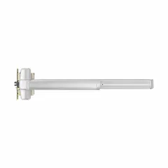 This VON DUPRIN exit device is a mortise-type push bar with a chrome finish and gray color. It features a touchbar exit bar style and lever outside trim. Suitable for commercial doors requiring panic exit hardware, this model is not ADA compliant and is not ligature-resistant.