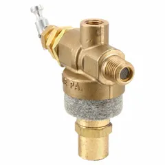Unloader valve for air compressors, designed to release trapped air from the compressor head during startup and idle periods, reducing motor load. Facilitates pressure regulation and smooth operation in compatible systems.