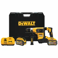 This 60V DC cordless rotary hammer features an SDS-Plus chuck, delivering 3.3 ft-lb of impact energy and up to 4,200 bpm. It includes two 9.0 Ah batteries and a D-handle design for control. Suitable for drilling and chiseling in concrete, masonry, and stone, as well as anchor installation and light demolition.