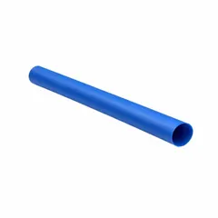 Blue heat shrink tubing with 0.5 in inner diameter before shrinking and 0.25 in after shrinking. Used for insulating and protecting electrical wires, cables, and connections from moisture, abrasion, and short circuits in industrial maintenance, automotive wiring, and electronics repair.