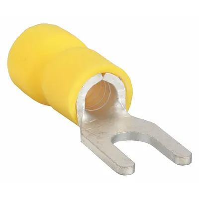 OEM Fork Terminals: Yellow, Vinyl, #8 Stud Size, 12 AWG – 10 AWG Wire Range - Insulated Fork Terminals
