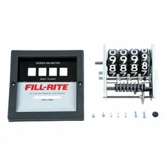 This register and faceplate kit is designed for service or replacement of the metering and display assembly on FILL-RITE 901L and 901L1.5 series pumps. It is commonly used in fuel-transfer and fluid-handling systems for agricultural, construction, and industrial fleet operations.