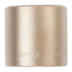 Non-sparking hand socket with 1" drive and 1-3/8" socket size, 6-point standard configuration. Unfinished surface. Used in hazardous environments where sparking from steel tools must be avoided, such as in the presence of flammable gases, vapors, or dust. Suitable for heavy-duty bolting tasks requiring non-sparking tools.