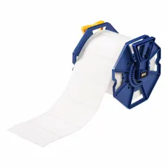 Acrylic permanent adhesive label roll with inkjet print-receptive surface. Contains 750 precut labels, each 2 in x 4 in. Designed for use with the J7300 printer series. Suitable for industrial identification, asset tagging, and equipment labeling.