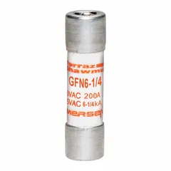 Midget, time-delay fuse rated 6.25 A at 250 V AC. 13/32 in x 1 1/2 in body with indicating feature. Used for overcurrent protection in control panels, motor circuits, and lighting systems.
