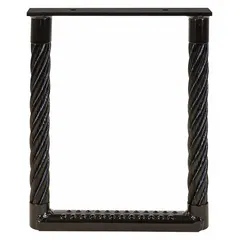 This permanent truck step is constructed from steel with a black finish. It features a non-slip tread for secure footing. Designed for permanent installation on commercial vehicles to assist with entry and exit.