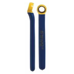 SAE single-end 12-point box end wrench with offset design. Nonsparking and insulated for use in hazardous environments. Head size 9/16 in, overall length 6 1/4 in.