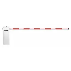 Red/white aluminum barrier arm for use with gate operators. Includes integrated LED for visibility. Overall height 3 inches. Suitable for vehicle access control at parking lots, toll booths, and security checkpoints.