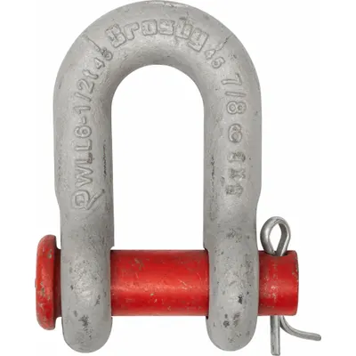CROSBY Round Pin Chain Shackle: D-Shackle, 17,000 lb Working Load Limit, 1 in Body Thick - Chain Shackles