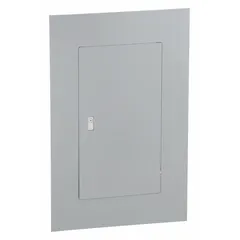 Flush-mount, non-vented steel door cover for NQ and NF panelboards. 20-inch width, 125 A rating, 30 spaces. Type 1 enclosure (1D687) provides a secure closure for electrical distribution installations.