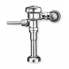 Exposed manual flush valve for top-spud urinals. Chrome-plated brass construction. 3.5 gallons per flush (gpf) with 11-1/2 inch rough-in. Suitable for commercial restroom applications requiring manual operation.