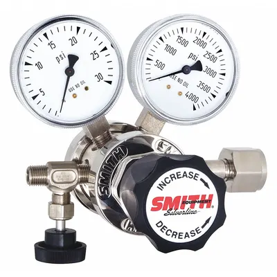 SMITH EQUIPMENT High Purity Gas Regulator: Two Stage, CGA 346 Inlet, 1/4" NPT M Outlet - Air & Inert Gas Regulators