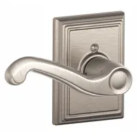 This dummy lever lockset is designed for doors that do not require latching, such as inactive leaves on double-door sets. The Flair style lever is finished in satin nickel-plated, clear coated brass. It is ADA compliant for accessibility. No visual indicator is provided