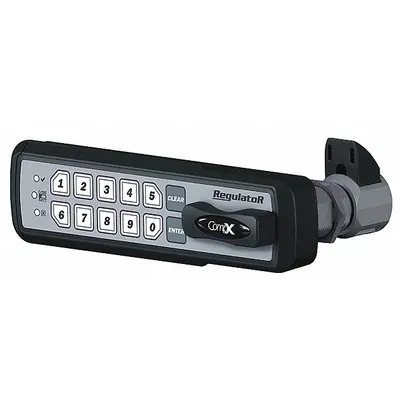 COMPX REGULATOR Electronic Keyless Lock: Deadlatch, 1 1/2 in Body Ht, 5 7/16 in Body Wd - Electronic Keypad Cabinet & Locker Locks