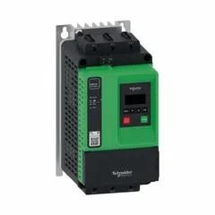 The Schneider Altistart ATS 430 is a soft start with bypass for three-phase induction motors. It controls acceleration and deceleration to reduce mechanical stress and electrical inrush current. Rated 47 A output, 208-600V AC, 60/50 Hz, IP20 enclosure, control voltage 110-230V AC. Suitable for pumps, fans, compressors, and conveyors.