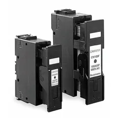 1-pole British & IEC fuse block rated for 690 V AC. Features DIN rail mounting and screw termination. Used in industrial control panels and distribution boards for overcurrent protection.