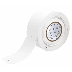 This precut tag roll measures 6 inches by 3 inches and is made of white matte polypropylene for indoor and outdoor use. It is designed for use with the BBP12 printer series to produce durable identification tags for asset tracking, safety signage, and cable labeling in industrial environments.