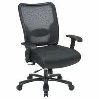 OFFICE STAR Office Chair: Space, Ht, Black, Leather & Mesh Material, 21 7/8 in Back Ht, Tilting Back (MPN 75-47A773)