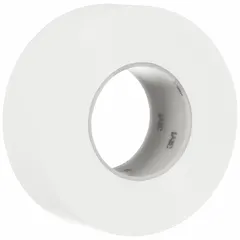 This solid white floor marking tape is made from thick vinyl backing material for extra durability in high-traffic areas. Each roll measures 2 inches by 108 feet with a 33 mil thickness, supplied in a 6-pack. It is liner-less for easy application and features no message legend, suitable for marking aisles, safety zones, and work areas in industrial facilities.