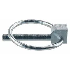 Steel lynch pin with 1/4 in shank diameter and 1 1/4 in usable length, includes a chain to prevent loss. Used to secure clevis pins and hitch assemblies in agricultural, construction, and industrial equipment. Sold in pack of 5.
