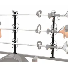 Lockable trimmer rack for secure storage and transport of trimmers. Overall length 36 in, overall width 7 in. Suitable for fleet and vehicle maintenance applications.