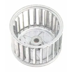 This REZNOR venter wheel is a replacement fan component for HVACR systems. It is designed for use with compatible manufacturer part number FE100 to facilitate air movement and combustion exhaust in heating equipment.
