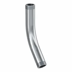 This 45° aluminum elbow is used to change the direction of rigid metal conduit (RMC) runs. It has a 4 in trade size, NPT threads, and an overall length of 28 13/32 in. Complies with UL 6A and ANSI C80.5 standards.