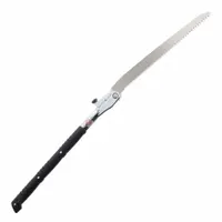 Pruning saw with a 19-3/4 in carbon steel blade and 45-3/4 in overall length. Features a rubber handle and 0.08 in blade thickness. Suitable for cutting tree branches and thick woody vegetation in landscaping and forestry applications