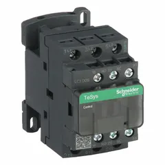 Non-reversing IEC contactor with 3 poles and 3 normally open contacts. Rated at 9 A with a 208V AC coil. Suitable for switching electrical loads in motor control and automation systems, such as pumps, fans, conveyors, and compressors.