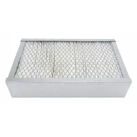 Rectangular panel cabin air filter with paper media, 10-inch overall length. Designed for cabin use in Komatsu buses, it captures airborne particles to support HVAC system performance