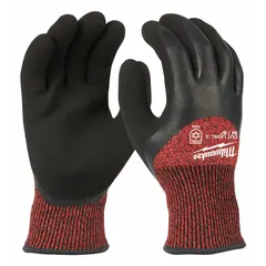 These cut-resistant gloves feature a double-dipped latex palm on a 15-gauge nylon liner, providing ANSI/ISEA Cut Level A3 protection. Suitable for handling sharp materials in industrial settings, they offer grip in dry or slightly oily conditions. Sold in a 12-pack, size M (8), in red.