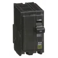 SQUARE D Miniature Circuit Breaker: 20 A, 120/240V AC, Single Phase, 22kA at 120/240V AC, 2 Poles (MPN QO220VH)