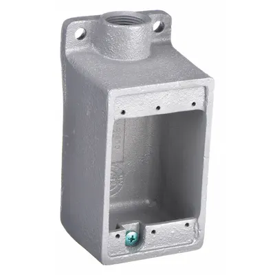 HUBBELL KILLARK Electrical Box: Iron, Rectangular, 1 Gangs, 3/4 in Hub Size, 28 cu in Capacity - Iron Weatherproof Electrical Boxes
