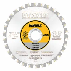 Circular saw blade with 5-3/8 in diameter, 30 teeth, 0.06 in kerf, and 13/16 in arbor. Designed for cutting aluminum and soft metals in fabrication and maintenance tasks.