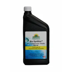 Air compressor oil for lubricating rotary screw, vane, and reciprocating compressors. ISO viscosity grade 68 with a viscosity index of 159. Supplied in a 1 qt bottle.