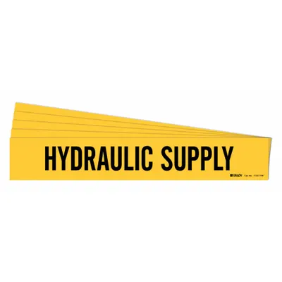 BRADY Pipe Marker: Hydraulic Supply, Yellow, Black, Fits 8 in and Larger Pipe O.D. - Hydraulic Supply Adhesive Pipe Markers