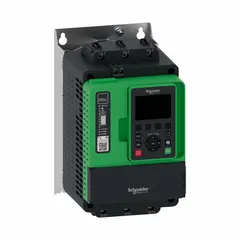 Three-phase soft starter with integrated bypass contactor for controlling acceleration and deceleration of induction motors. Rated 32 A output current, 208-690V AC, 60/50 Hz, with 24V DC control voltage. IP20 enclosure. Suitable for pumps, fans, compressors, and conveyors.