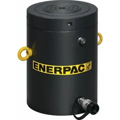 General purpose lock nut hydraulic ram with 500 ton nominal capacity and 6 in stroke. Effective area 113.25 sq in. Lock nut design mechanically holds load for safety in lifting, pressing, and load-holding applications.