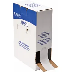 Precut wraparound label roll for wire identification. White matte vinyl material measures 1 1/2 in x 3/4 in and accommodates wire gauges from 10 AWG to 4 AWG. Designed for thermal-transfer printing with the M710 printer series using M7-R4300 ribbon.