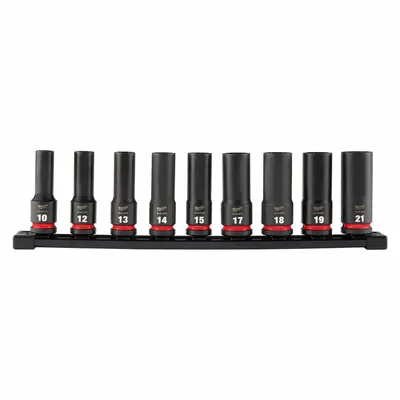 MILWAUKEE Impact Socket Set: 1/2 in Drive Size, Small Set (0-50 pieces) Set Size - Metric Impact Socket Sets