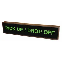 Backlit sign for marking designated pick-up and drop-off zones. Provides high-visibility illumination in low-light conditions to improve traffic flow and pedestrian safety. Suitable for parking lots, school zones, and commercial facilities.