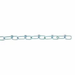 This steel double loop chain is designed for light-duty jack utility applications such as securing loads, pulling, and lifting where a working load limit of 90 lb is sufficient. The zinc finish provides corrosion resistance for general industrial and maintenance tasks. Chain trade size is 3 in.