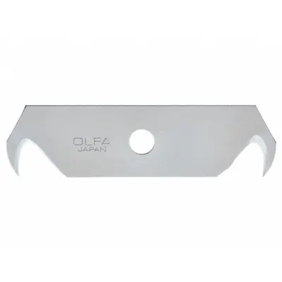 OLFA Utility Blade: 2 17/32 in Blade Lg, 21/32 in Blade Wd, 0.024 in Blade Thick - Straight-Edge Hook-Tip Replacement Utility Blades
