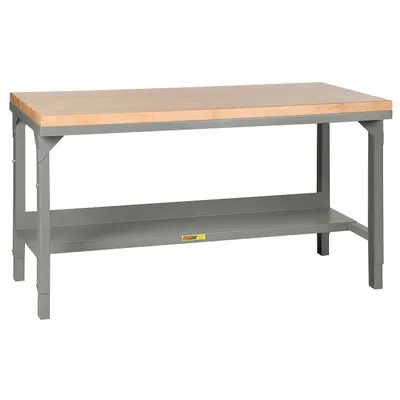 LITTLE GIANT Workbench: Adj Ht, Butcher Block, 72 in x 30 in, 3,000 lb Overall Load Capacity - Workbenches with Lower Shelves