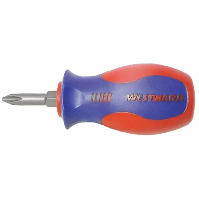 WESTWARD Multi-Bit Screwdriver: Phillips/Slotted Tip, 1/4 in/#2 Tip Size, 2 Tips - General Purpose Multi-Bit Screwdrivers