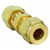 This double-ferrule brass compression union connects two 3/8 in OD tubes in a straight line. The compression x compression design creates a leak-tight seal suitable for instrumentation, hydraulic, and pneumatic systems. Compatible with Parker A-LOK fitting brands