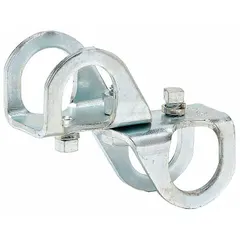 This rigid seismic bracing component is a longitudinal sway brace made of steel with a plain finish. It measures 5 1/16 inches in height, 5 3/16 inches in length, and 1 7/8 inches in width, accommodating a pipe or rod diameter of 1-1/4 inches. Used to restrain piping against longitudinal movement during seismic or wind events, it helps maintain system integrity in commercial and industrial facilities.