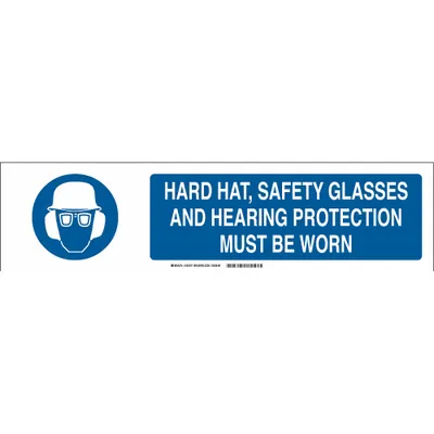 BRADY Hard Hat - Hard Hat, Safety Glasses And Hearing Protection Must Be Worn Sign Slider Message Inserts
